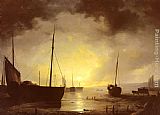 Remigius Adriannus van Haanen Beached Fishing Boats by Moonlight painting